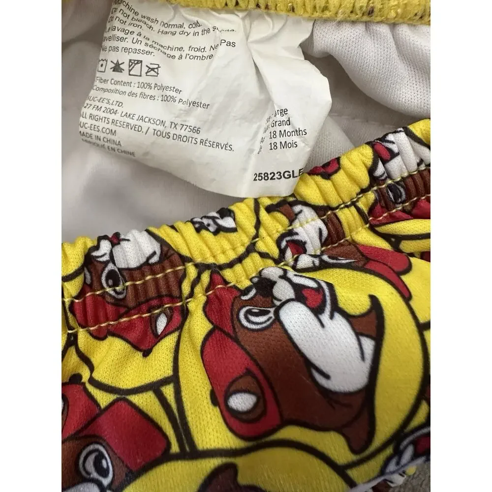 Buccees Baby Swim Diaper Yellow All Over Beaver Print Unisex Size Large 18 Month